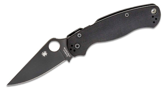 SPYDERCO C81GPBK2 PARA MILITARY 2 CPM S45VN BLACK DLC BLADE BLACK G - 10 HANDLE COMPRESSION LOCK EDC FOLDING KNIFE USA - S&R KNIVES INC