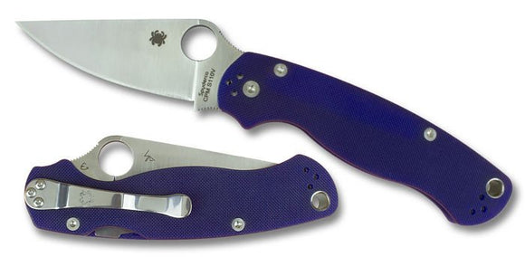 SPYDERCO C81GPDBL2 PARA MILITARY 2 CPM S110V PLAIN EDGE BLUE G - 10 HANDLE COMPRESSION LOCK FOLDING KNIFE USA - S&R KNIVES INC