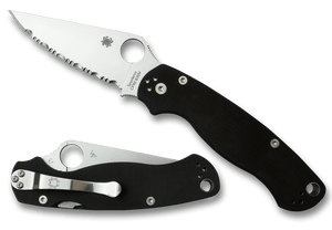 SPYDERCO C81GS2 PARA MILITARY 2 CPM S30V SERRATED EDGE G - 10 HANDLE COMPRESSION LOCK EDC FOLDING KNIFE USA - S&R KNIVES INC