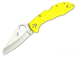 SPYDERCO C88PYL2 SALT 2 YELLOW FRN HANDLE H1 STEEL PLAIN EDGE FOLDING KNIFE - S&R KNIVES INC