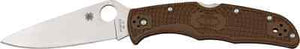 SPYDERCO ENDURA 4 C10FPBN LIGHTWEIGHT FOLDING KNIFE – VG - 10 FULL - FLAT GROUND BLADE, BROWN FRN HANDLE, BACK LOCK, MADE IN JAPAN - S&R KNIVES INC