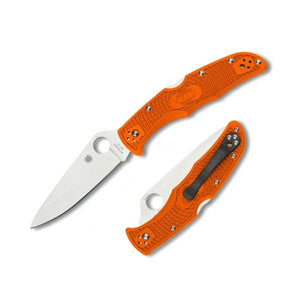 SPYDERCO ENDURA 4 C10FPOR LIGHTWEIGHT FOLDING KNIFE – VG - 10 FULL - FLAT GROUND BLADE, ORANGE FRN HANDLE, BACK LOCK, MADE IN JAPAN - S&R KNIVES INC