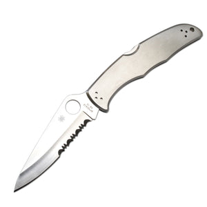 SPYDERCO ENDURA 4 C10PS COMBINATION EDGE – VG - 10 BLADE, STAINLESS STEEL HANDLE, BACK LOCK, MADE IN JAPAN - S&R KNIVES INC