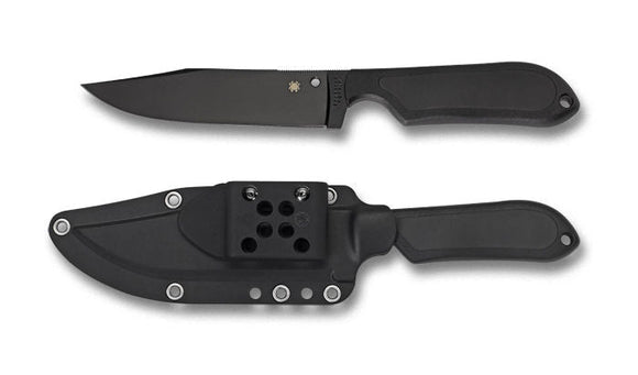 SPYDERCO FB04PBB FRED PERRIN STREET BOWIE BLACK FIXED BLADE KNIFE WITH SHEATH - S&R KNIVES INC