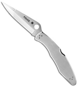 SPYDERCO POLICE C07P – VG - 10 HOLLOW GROUND BLADE, STAINLESS STEEL HANDLE, BACK LOCK, MADE IN JAPAN - S&R KNIVES INC
