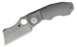 SPYDERCO STOVEPIPE – DARK STONEWASHED TITANIUM HANDLE, CPM 20CV CLEAVER BLADE, FRAME LOCK – MADE IN TAIWAN – MODEL C260TIP - S&R KNIVES INC