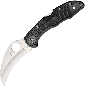 SPYDERCO TASMAN SALT 2 C106PBK2 – H - 1 SATIN HAWKBILL BLADE, BLACK FRN HANDLE, BACK LOCK, MADE IN JAPAN - S&R KNIVES INC