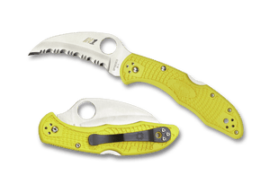 SPYDERCO TASMAN SALT 2 C106SYL2 – H - 1 HAWKBILL BLADE, FRN HANDLE, BACK LOCK, MADE IN JAPAN - S&R KNIVES INC