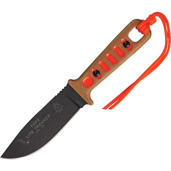 TOPS TPTLT01HO LITE TREKKER SURVIVAL HUNTER 1095 HC FIXED BLADE KNIFE WITH SHEATH. - S&R KNIVES INC