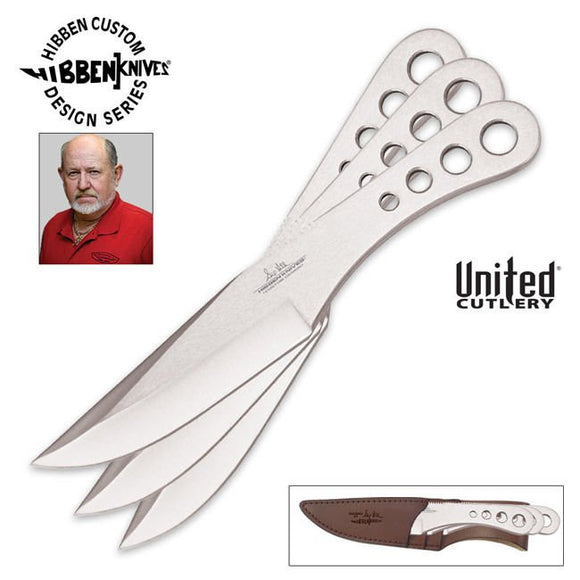 UNITED GH0455 GIL HIBBEN LARGE TRIPLE KNIFE SET. WITH SHEATH - S&R KNIVES INC