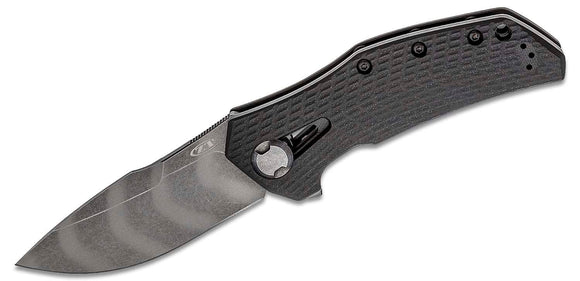 ZERO TOLERANCE ZT0308BLKTS CPM - 20CV TIGER STRIPE BLADE BLACK G10 & TITANIUM HANDLE KVT FLIPPER FOLDING KNIFE USA MADE - S&R KNIVES INC