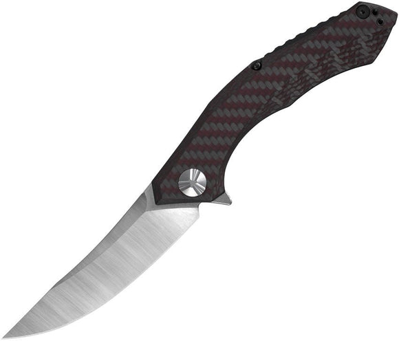 ZERO TOLERANCE ZT0462 CPM - 20CV UPSWEPT BLADE RED CARBON FIBER & TITANIUM HANDLE KVT FLIPPER FOLDING KNIFE USA MADE - S&R KNIVES INC
