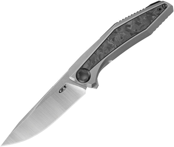 ZERO TOLERANCE ZT0470 CPM - 20CV TWO - TONE BLADE MARBLED CARBON FIBER & TITANIUM HANDLE KVT FLIPPER FOLDING KNIFE USA MADE - S&R KNIVES INC